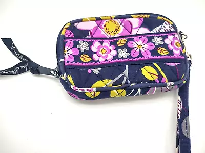 Vera Bradley Floral Nightingale Small Wristlet Plum Navy Tech Case NWOT • $16.50