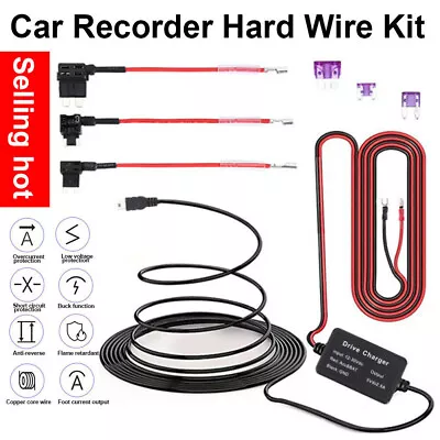 Car Fuse Hard Wire Cable Kit Box Charger Lead Adapter For Dash Cam DVR 12V 24V • £7.69