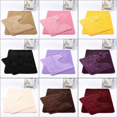 £11.99 • Buy Dolphin Bath Mat Pedestal Mat Non Slip Water Absorbent Soft Toilet Rug 2 Piece