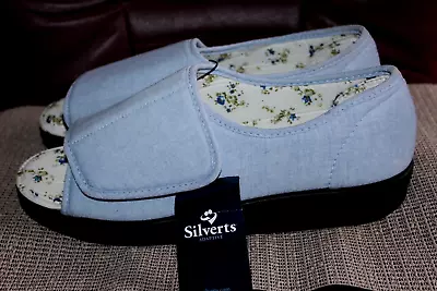 Silverts Womens Adaptive Endema Shoes Slippers Slip Resistant  Sz 12 Lt Blue NWT • $25