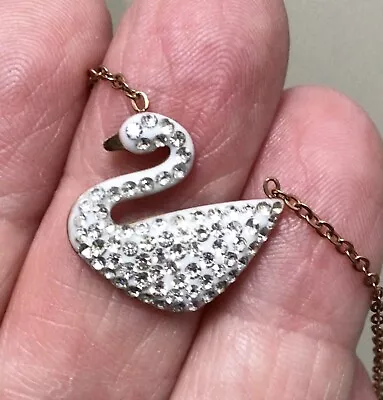 Genuine Swarovski Crystal Covered Swan Necklace  • $65