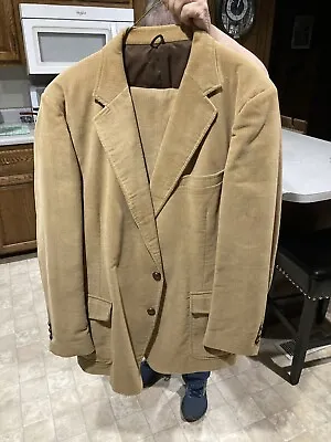 VTG Sears 2PC The Corduroy Collection Tan Suit Pants Jacket Men's See Measures • $35.99