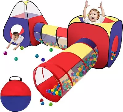 Portable 4 In 1 Childrens Kids Baby Play Tent Tunnel Ball Pit Playhouse Pop Up • £25.79