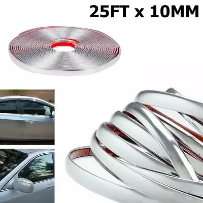 25ft 10mm Car Bumper Strip Adhesive Bright Silver Chrome Moulding Trim Sticker • $10.89