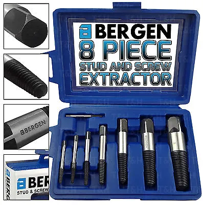 BERGEN Screw And Stud Extractor Set 3-26mm Remove Broken Damaged Studs Screw 8pc • £10.95