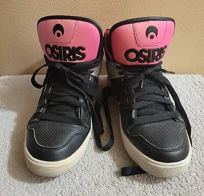 Size Nine Osiris Clone Pink And Black Womens Hightop Skate Shoes • $39.99