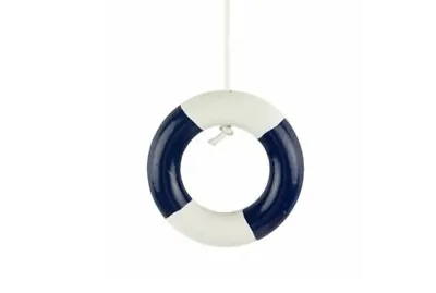 Nautical Navy & White Wooden Life Ring Light Pull Handle With Cord & Connector • £5.95