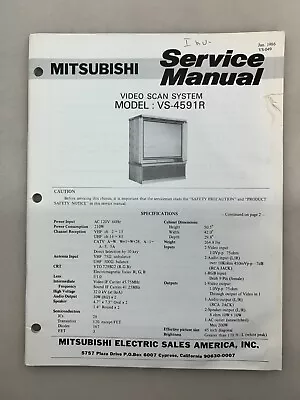 Mitsubishi VS-4591R Original Service Manual Free Shipping • $10