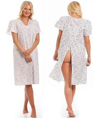 £19.99 • Buy NEW Ladies INCONTINENCE OPEN BACK Poly Cotton Nightdress Nightie Hospital Gown