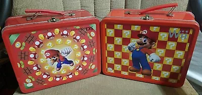 Lot Of 2 Mario Nintendo DS Wii Red Metal Lunchbox School Storage Carrying Case • $29.99