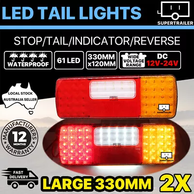 $48.95 • Buy 2X 61 LED Tail Lights Trailer Ute Caravan Truck Stop Indicator Rear LAMP 12V 24V