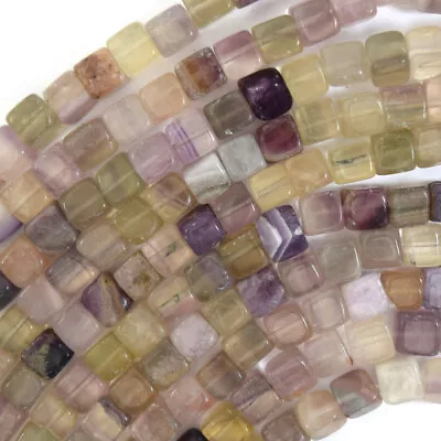 8mm Rainbow Fluorite Cube Beads 15.5  Strand • $5.49