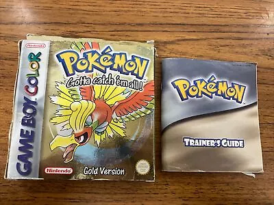 Pokemon Gold Version For Gameboy Color- Authentic Box & Trainer Guide Only • £75