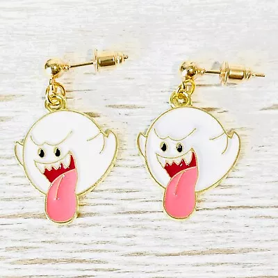 SUPER MARIO BROS Boo Inspired Handmade Dangle Earrings Hypoallergenic Posts • $5.95