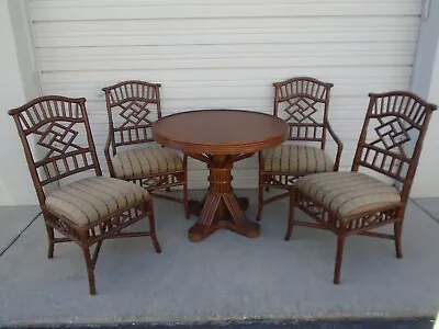 Lexington Fretwork Dining Set 4 Chairs + Table Bamboo Chippendale Bamboo Rattan • $750