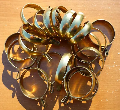 (20) Vintage Brass Finish 1-1/4  Clip-On Cafe Curtain Drapery Rings 1.25  • $14.45