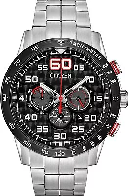 Citizen Men's Eco-Drive Chronograph Tachymeter Date Silver Watch 44mm CA4431-50E • $176.99