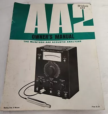 Mcintosh Aa2 Acoustic Analyzer Original Owners Manual • $10.99