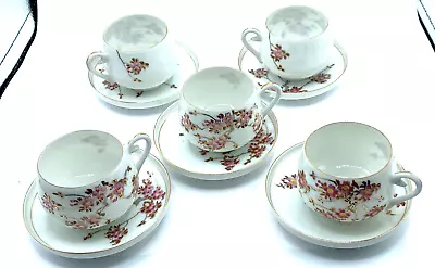 Vintage Porcelain Demitasse Tea Cup Saucer Set 5 GEISHA Lithophane Japan • $80