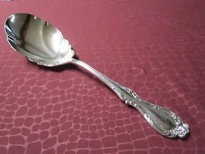 JOAN Large Berry Or Serving Spoon Fluted Bowl Silverplate 1896 P Monogram      G • $27.50