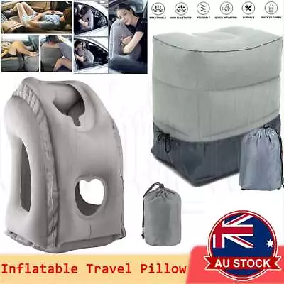 $14.35 • Buy Inflatable Air Cushion Travel Pillow For Airplane Office Nap Neck Head Chin AU