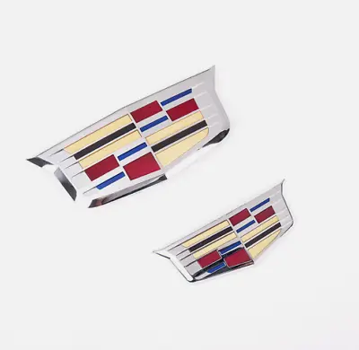 Chrome Color 215mm Front Grille Emblem & 145mm Rear Trunk Emblem For Cadillac XT • $104.64