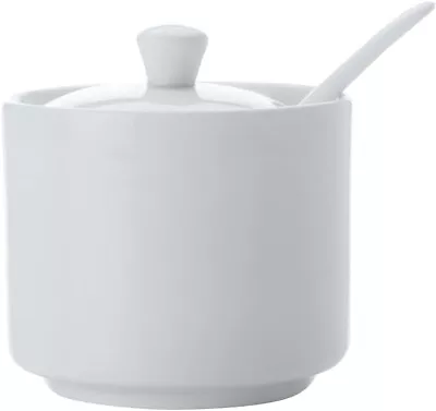 Maxwell & Williams White Basics Straight Sugar Bowl With Spoon | FREE SHIPPING • $12.79