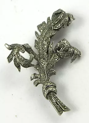 Vintage Signed Raffine Brooch Leaf Bouquet Marcasite Art Deco • $19.97