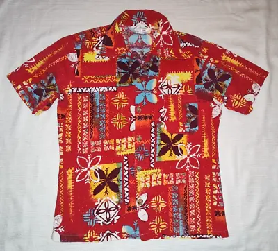 $24.99 • Buy NICE Vintage California For JC Penny Red Hawaiian Shirt Bark Cloth TAG M FITS S