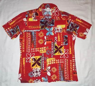 $24.99 • Buy NICE Vintage California For JC Penny Red Hawaiian Shirt Bark Cloth TAG M FITS S