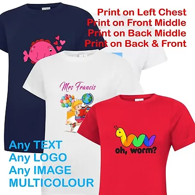 £4.99 • Buy Ladies Personalised / Plain T-Shirt Full Colour Text Image Logo ANY DESIGN TEXT
