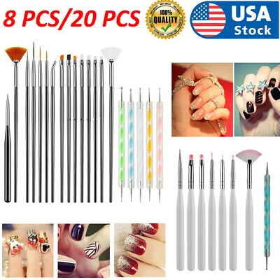 8/20 PCS Nail Art Design Dotting Painting Drawing Polish Brush Pen Tools Acrylic • $7.95
