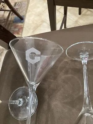 2 Giant Martini Glass Gift Set 8” Tall With A Etched  C  On Each Very Nice $$$ • $6.99