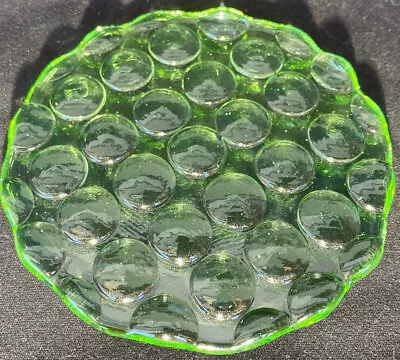 Green Vaseline Glass Uranium Shooter Marble Holder Tile Display Yellow Art Lens • $9.99