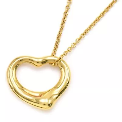 Tiffany & Co. Open Heart Pendant K18Yg Necklace Elsa Peretti Yellow Gold 40cm • $588