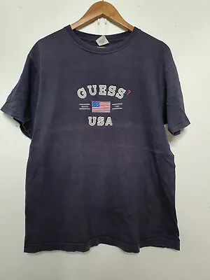 Vintage Guess Usa Jeans Shirt Mens Size Medium Blue Navy 90s Y2k • $27