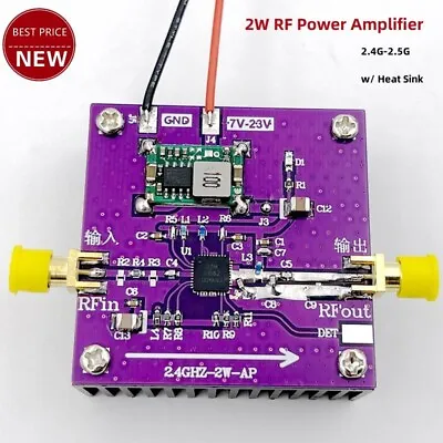 SZM2166 2.4GHz-2.5GHz 2W RF Power Amplifier Board WiFi Amplifier W/ Heat Sink • £30.52