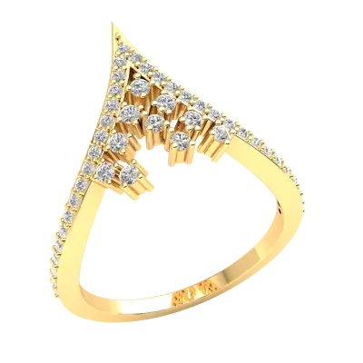 Natural 0.4ct Round Diamond V-Shaped 14k Gold Engagement Ring For Women • $410