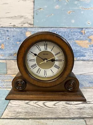 Seiko Wooden Quartz Alarm Clock Desk Mantle Clock W/Alarm - Working • £21.99