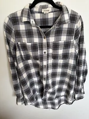 Passport Women's Blue Gray Cream Flannel Button-Up Shirt Size M 100% Cotton • $16