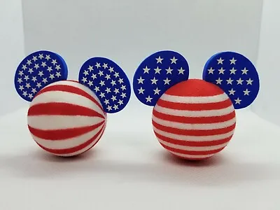 Lot Of 2 Disney Antenna Topper Ball Mickey Mouse Ears American Flag Patriotic • $13.98