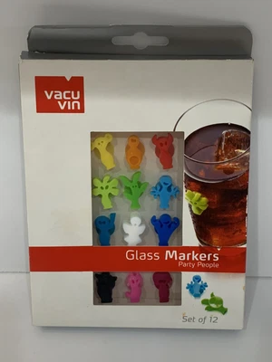 $8.99 • Buy Vacu Vin Party People Wine Glass & Drink Markers / Charms - Set Of 12