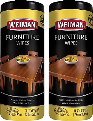 Weiman Wood Cleaner And Polish Wipes - 2 Pack - For Cleaning Furniture To Beaut • $23.69