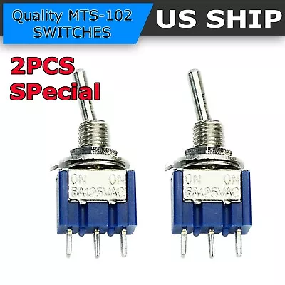 2X SPDT MTS-102 Mini Toggle Switch ON-ON Solder Lug High Quality USA SELLER • $3.45