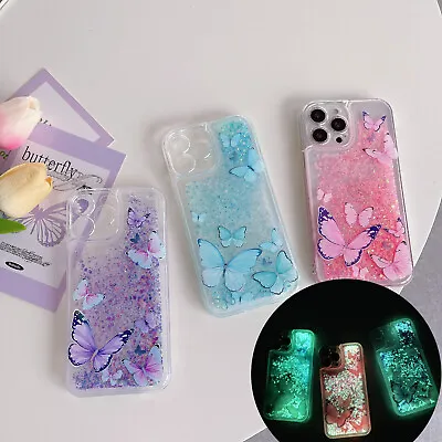 Quicksand Case Butterfly Glitter Soft Noctilucent Phone Cover For IPhone Samsung • £3.35