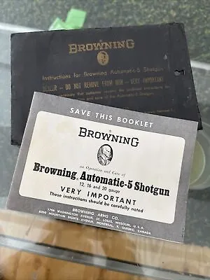 Vintage Instruction Manual And Hang Tag For Browning Automatic-5 Shotgun • $12.99