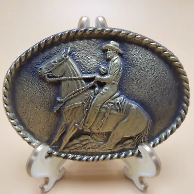 Belt Buckle Western Style Cowboy Riding Horse Plains Herding Brass Vintage • $12.99