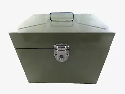 Vintage Excelsior Metal File Storage Box W/Lock & Key Green • $15.99