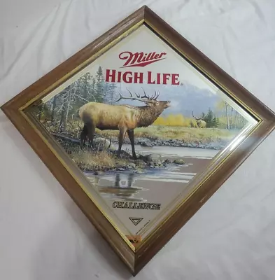 1996 Miller High Life Beer Challenge Elk Wildlife Series Bar Mirror 18.5x18.5 In • $84.99