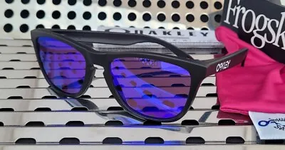 New Oakley FROGSKINS Sunglasses 9013-H655 Matte Black W/ Prizm Violet Iridium • $139.95